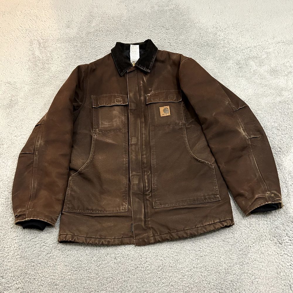 Carhartt Jacket Mens Medium Brown C26 DKB Canvas Chore Arctic Work Wear Adult